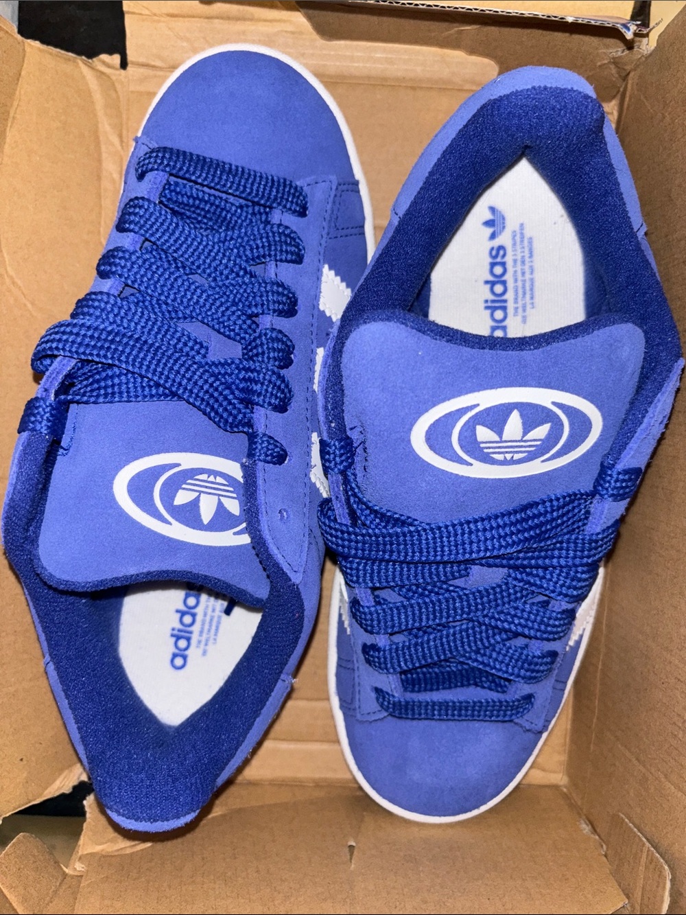 adidas Kids Royal Blue Suede Sneakers with White Trefoil